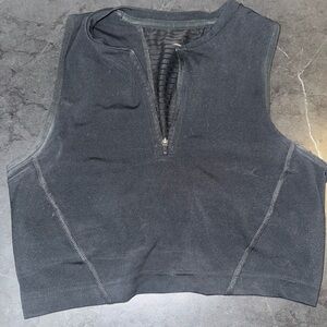 Black Sleeveless Zip-Up Top Athlete Top